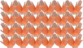 24 Pair Fishnet Gloves Fingerless Wrist Length 70s 80s Costume Party - Orange