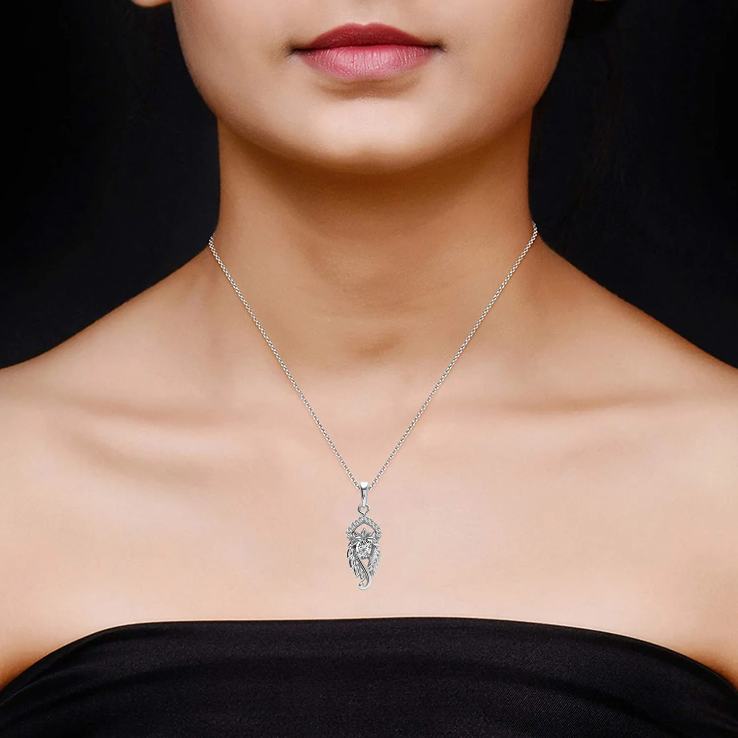 925 Sterling Silver Jewellery Heart Design Studded Necklace Set for Women