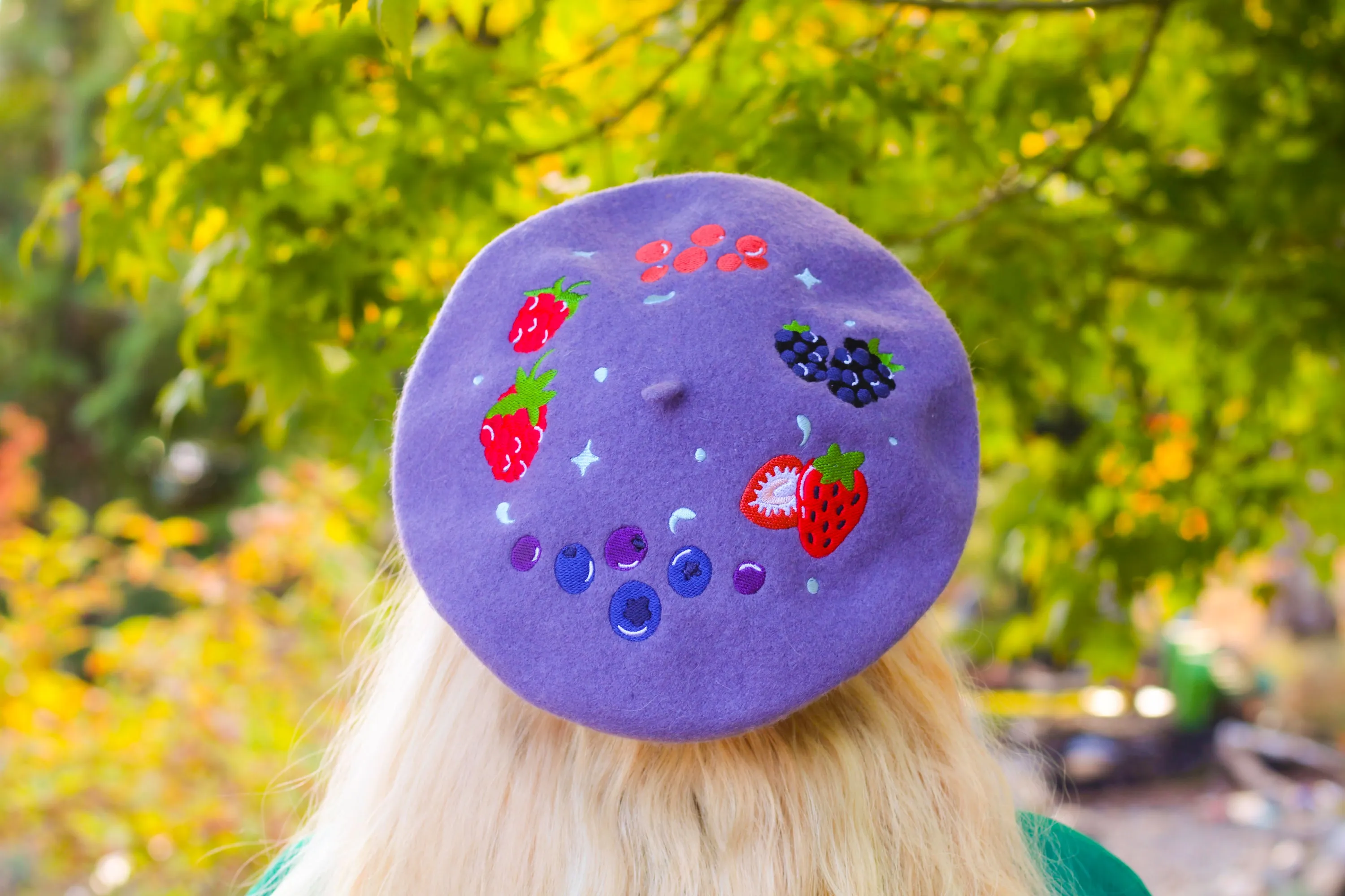 Berry Smoothie Embroidered Beret!