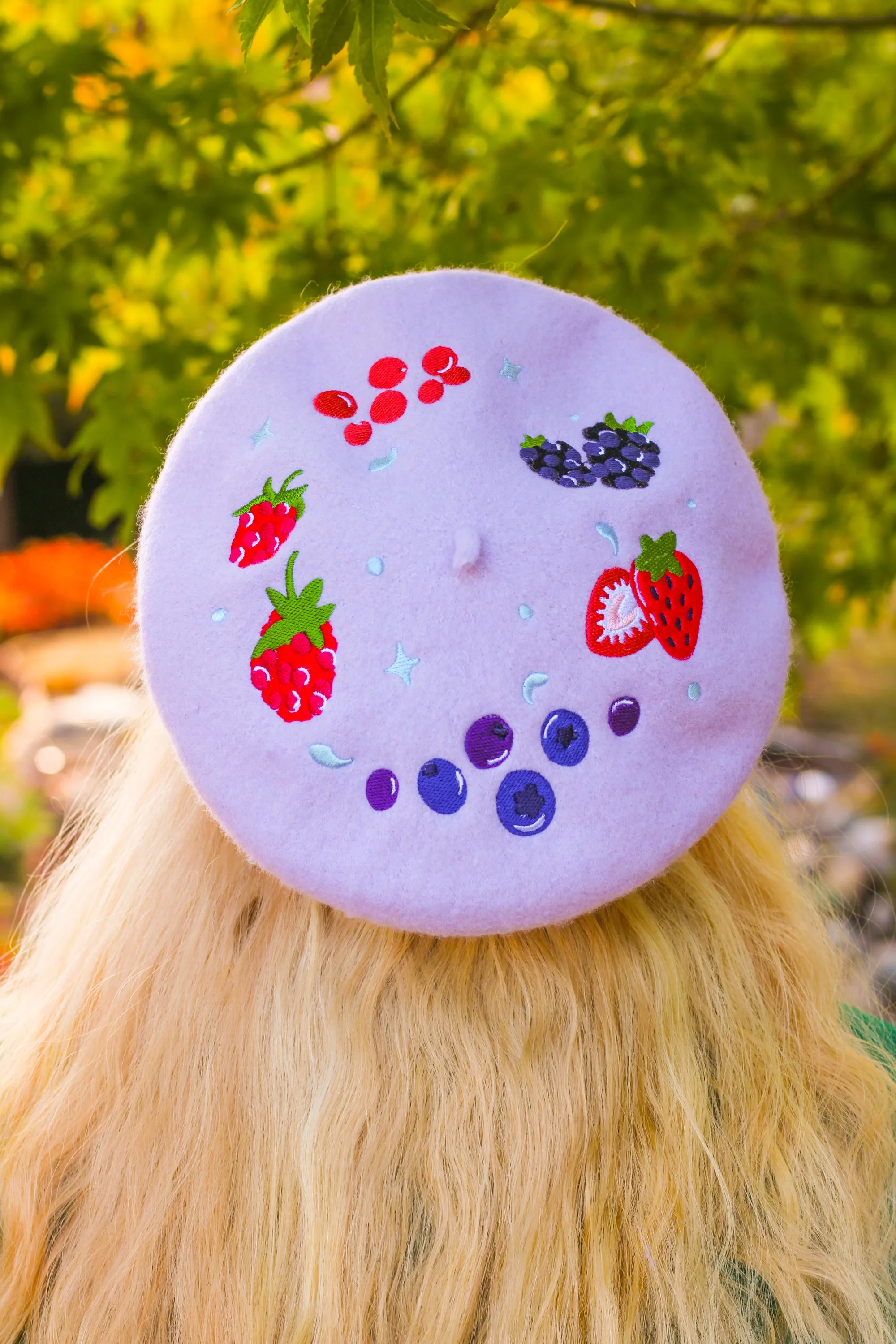 Berry Smoothie Embroidered Beret!