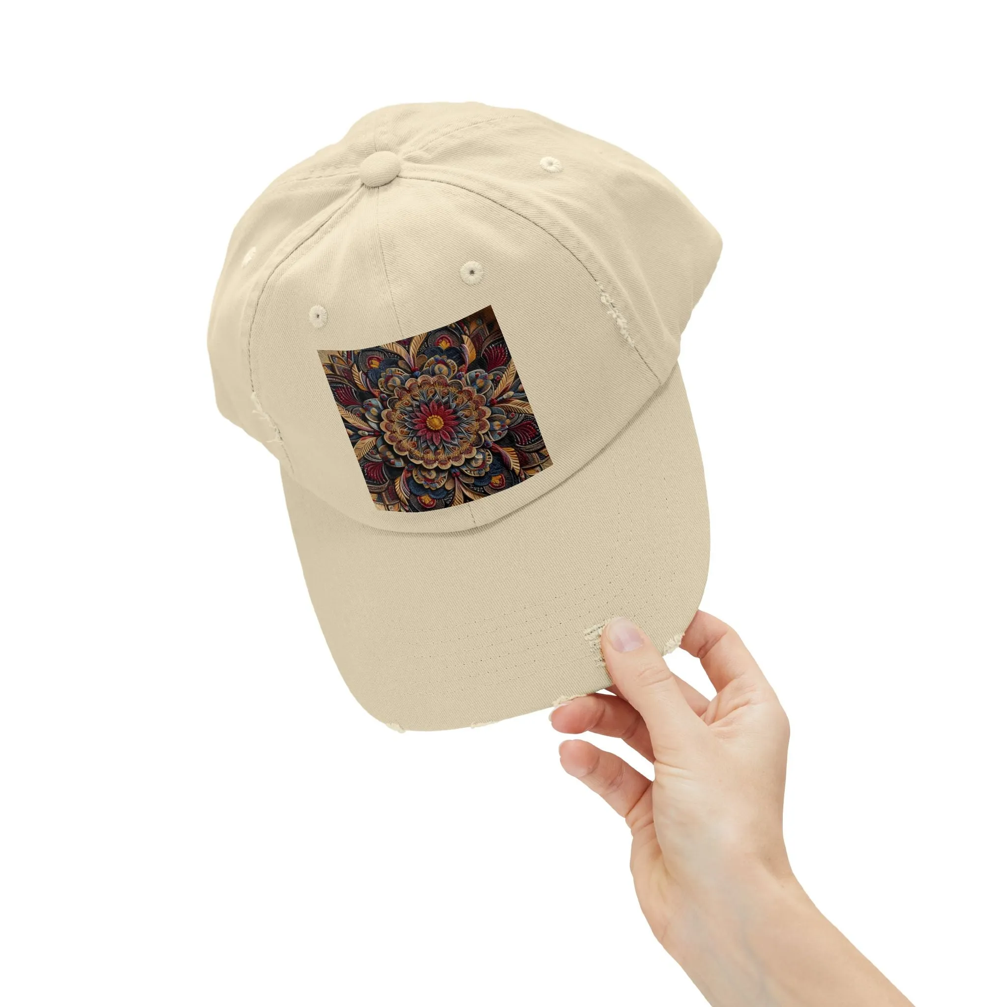 Bohemian floral minimalist Unisex Distressed Cap