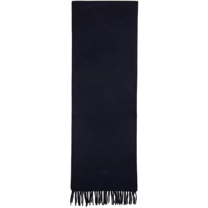 Boss Navy Cashmere Scottas Scarf