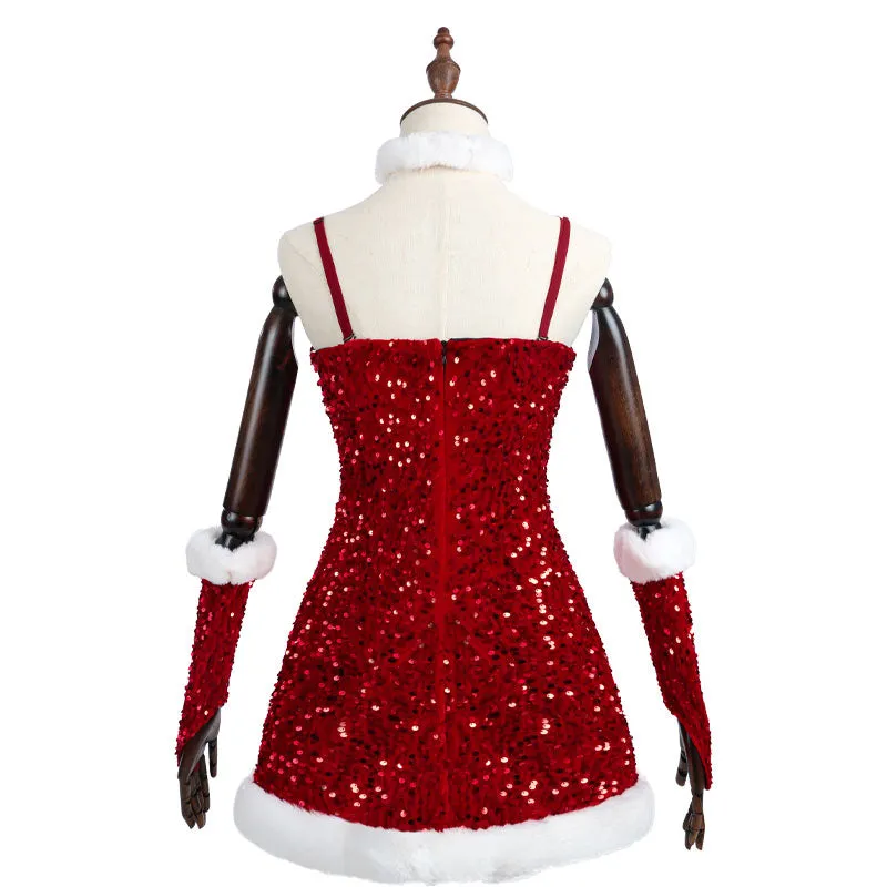 【IN STOCK】Red Christmas Dress Cosplay Costume Full Set