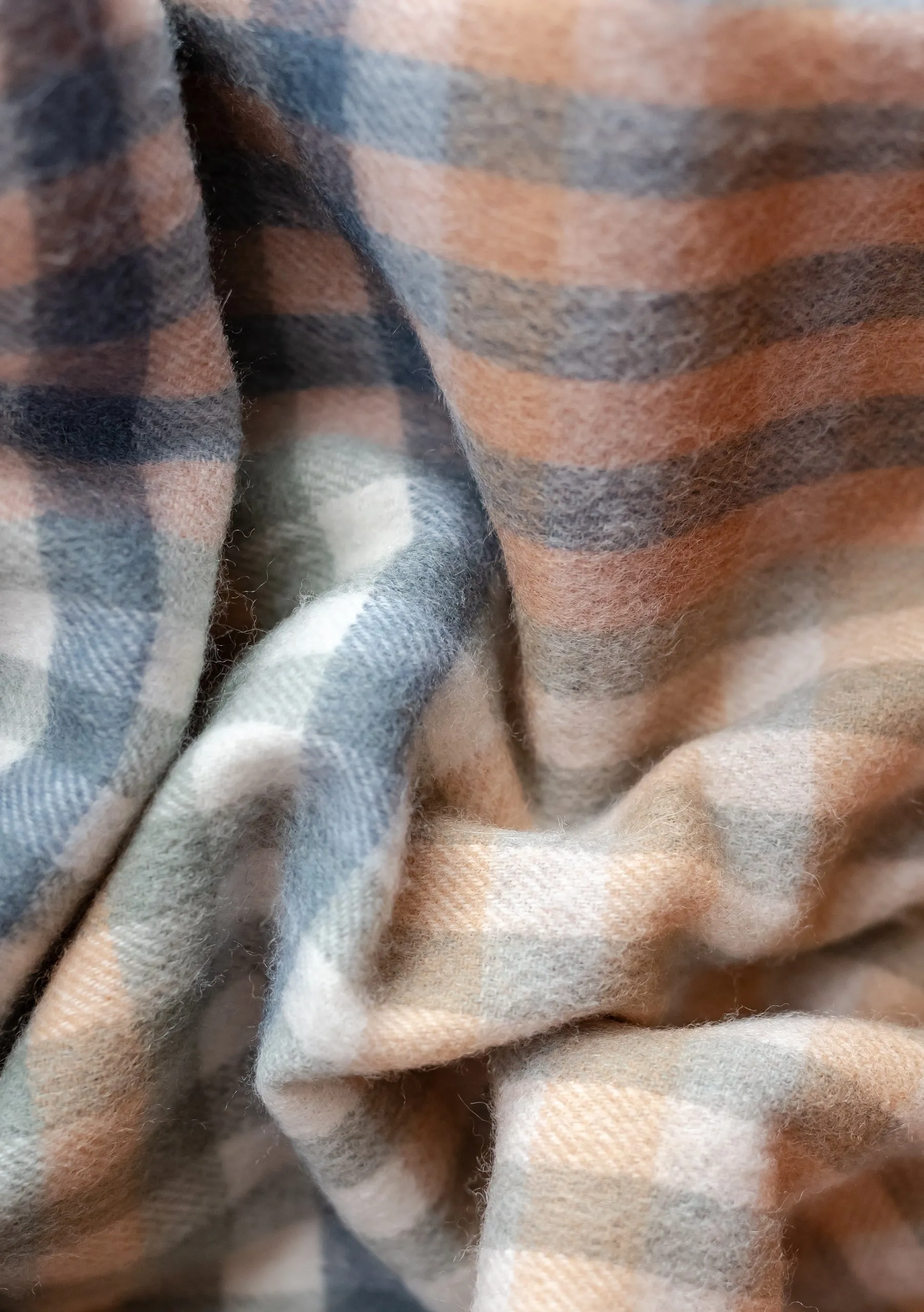 Lambswool Blanket Scarf in Olive Micro Gingham