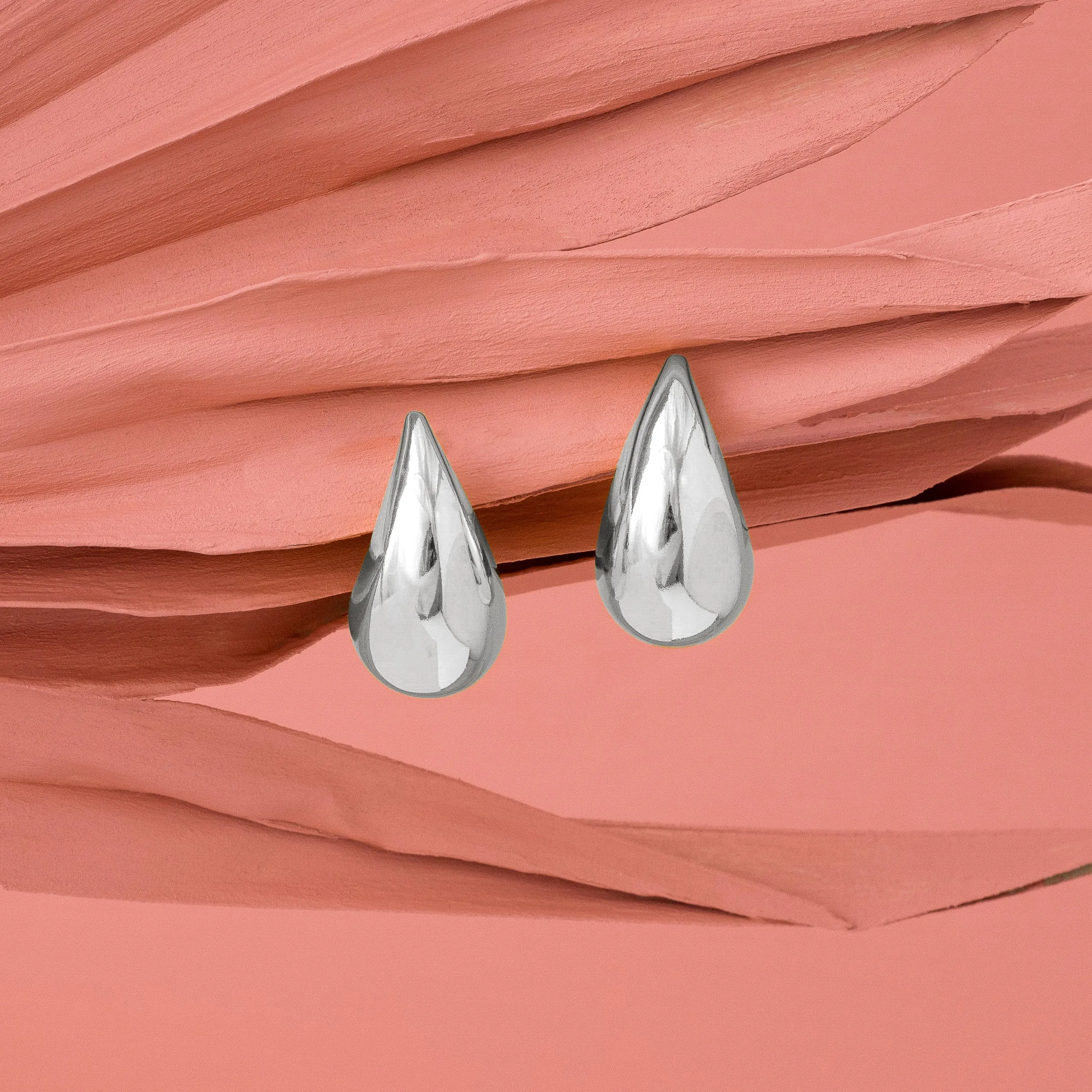 LARGE SILVER TEARDROP EARRINGS