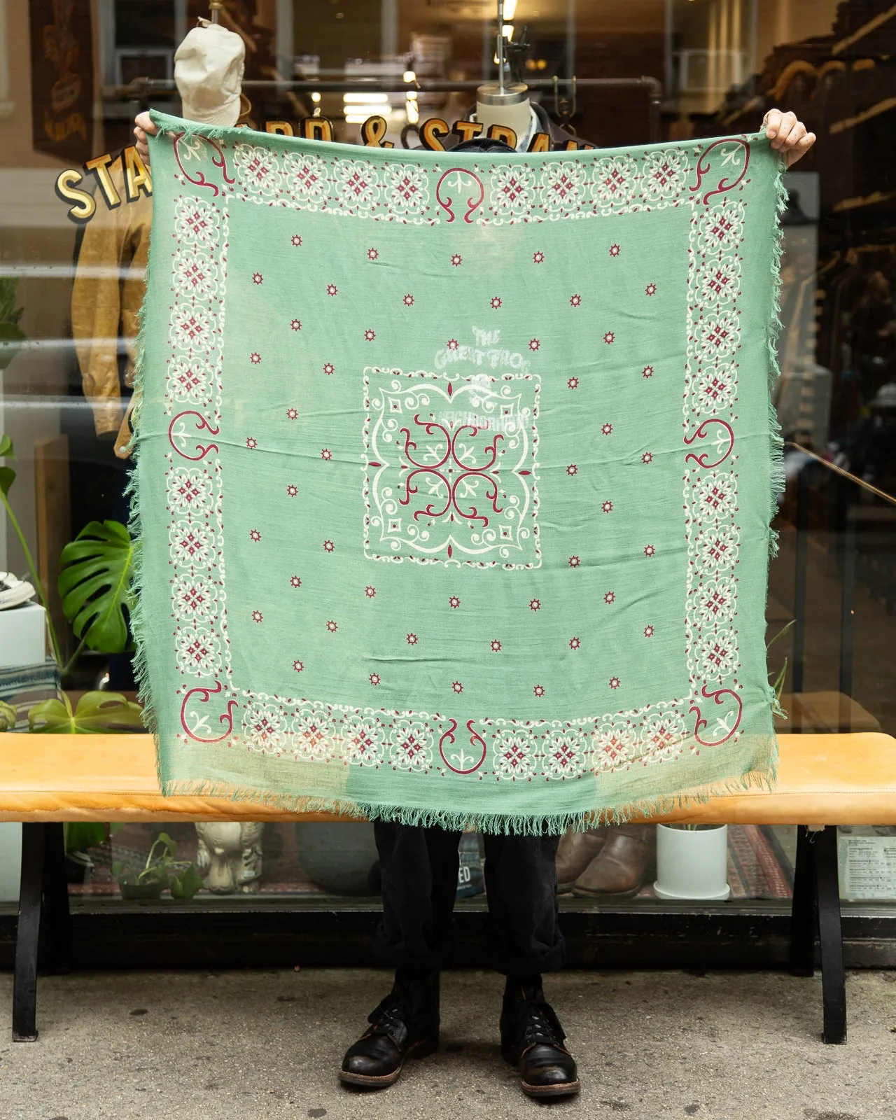 Linen Rayon Fringe Stole (HAVANANAJA) - Green