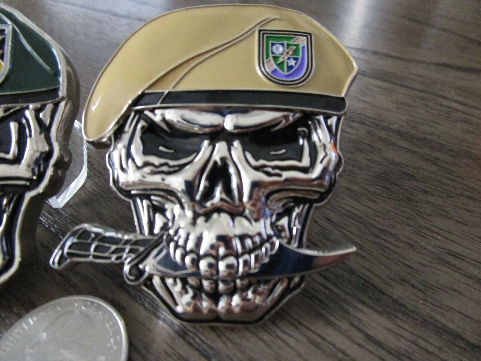 Lot of 2 US Army Special Forces Challenge Coins Green Berets  & 75th Ranger RGT