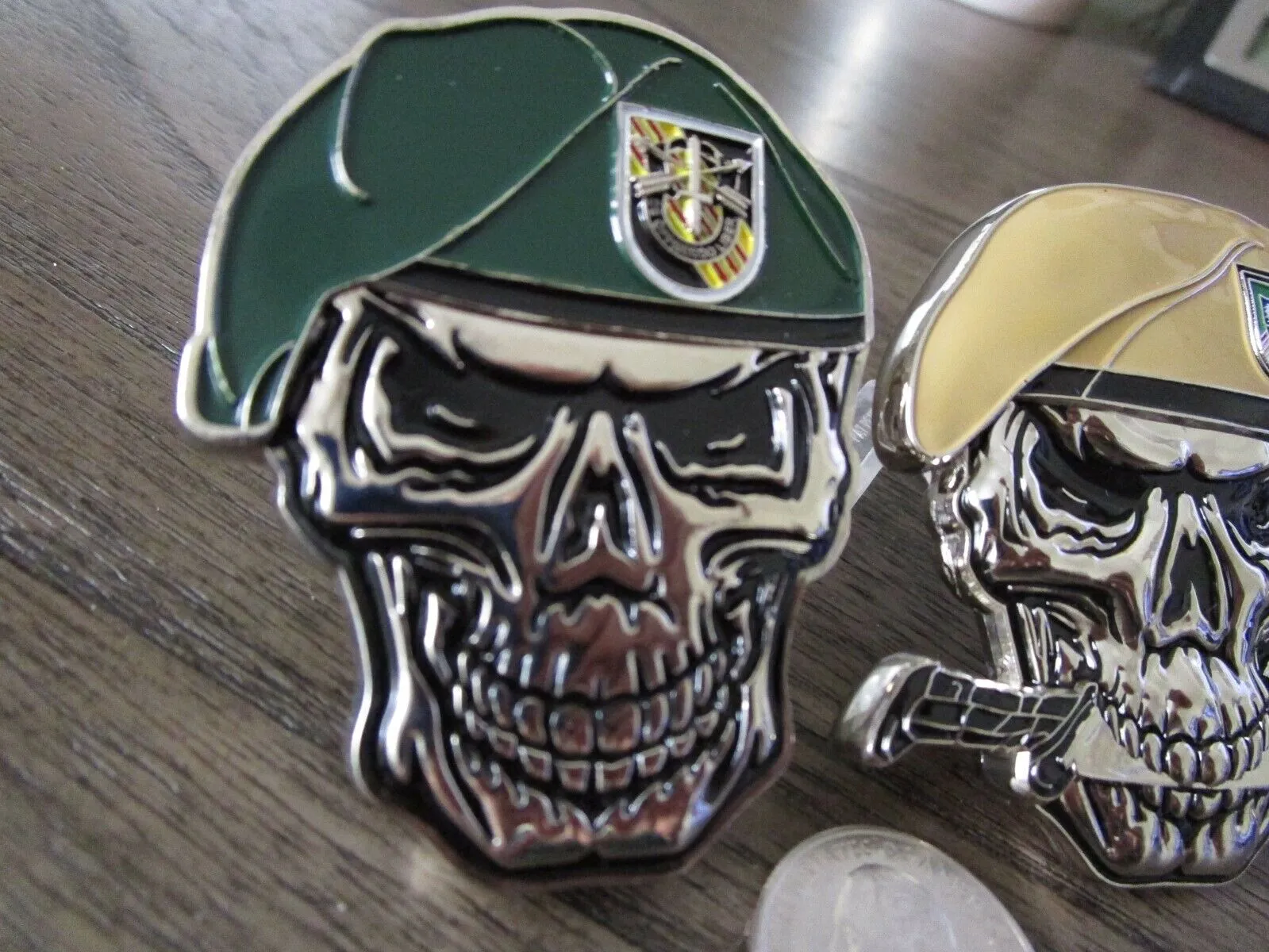 Lot of 2 US Army Special Forces Challenge Coins Green Berets  & 75th Ranger RGT
