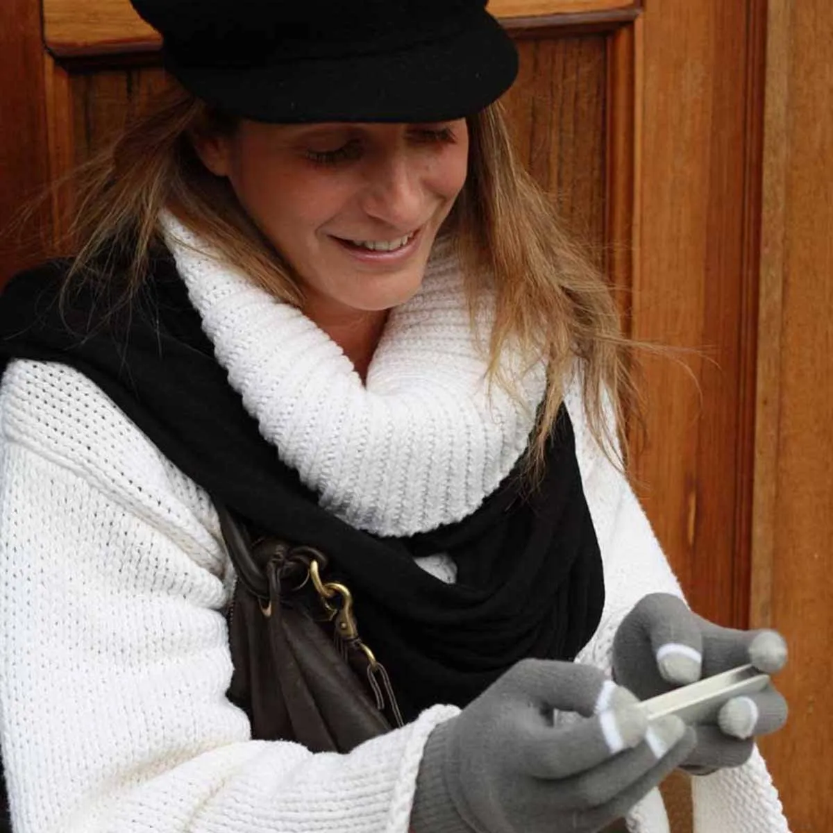 Micro Velvet w glow tips Touch Screen Gloves