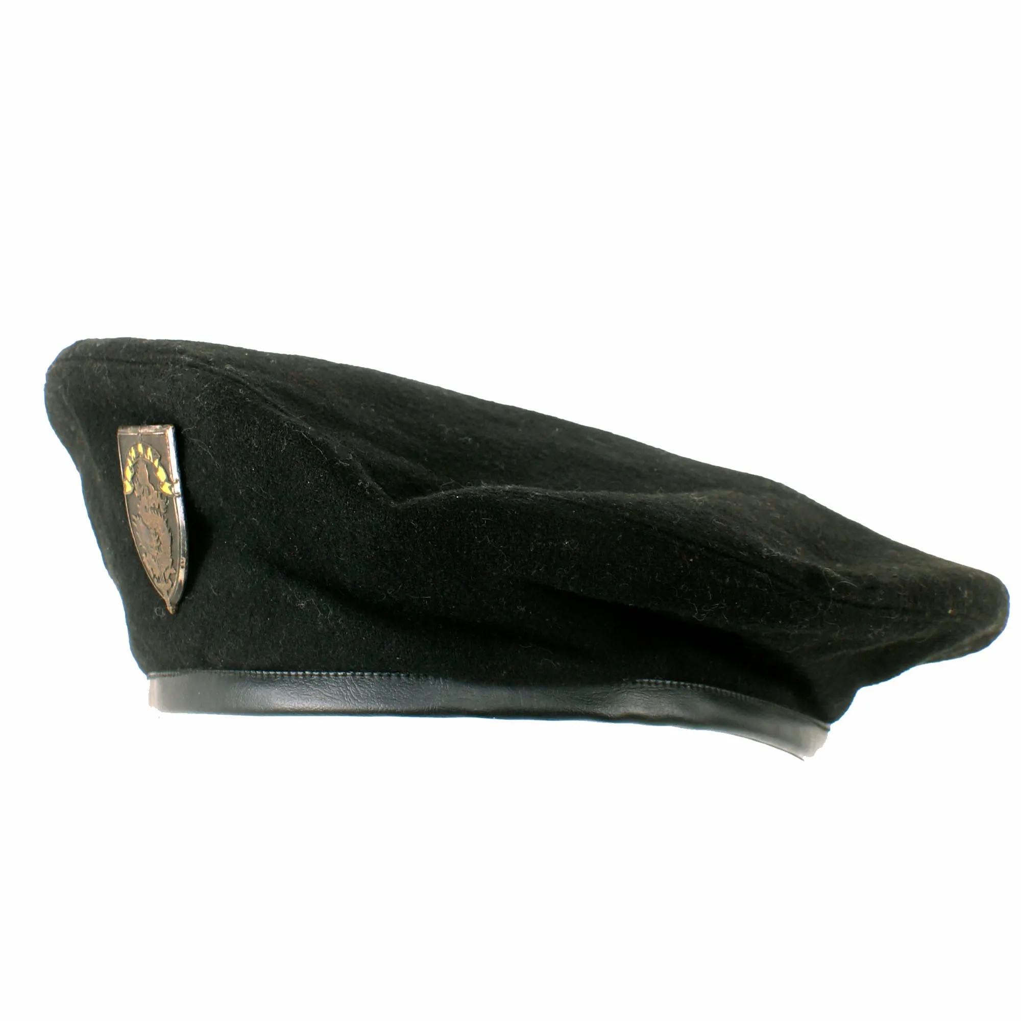 Original 1948 - 1954 South Vietnamese Nation Guard Black Beret with Badge and Foil Maker's Label