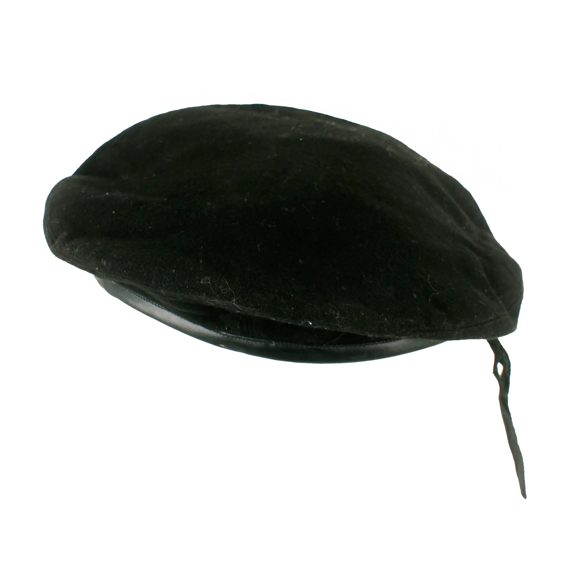 Original 1948 - 1954 South Vietnamese Nation Guard Black Beret with Badge and Foil Maker's Label