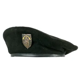 Original 1948 - 1954 South Vietnamese Nation Guard Black Beret with Badge and Foil Maker's Label