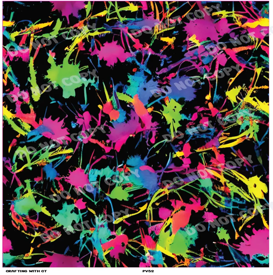 PV52 Neon paint splatters vinyl sheet