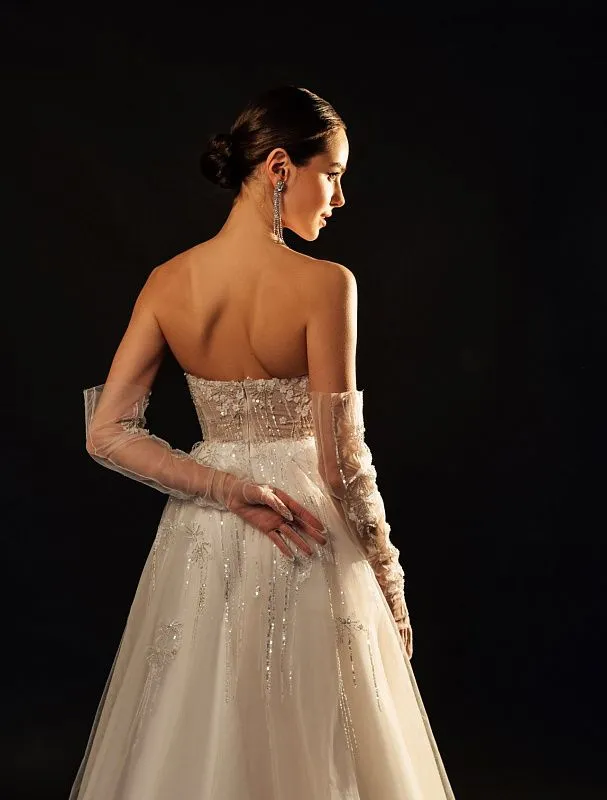 Siena Beautiful Off-Shoulder With Gloves White Wedding Dress