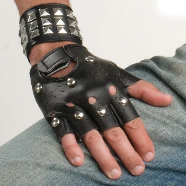 Studded Black Punk Gloves