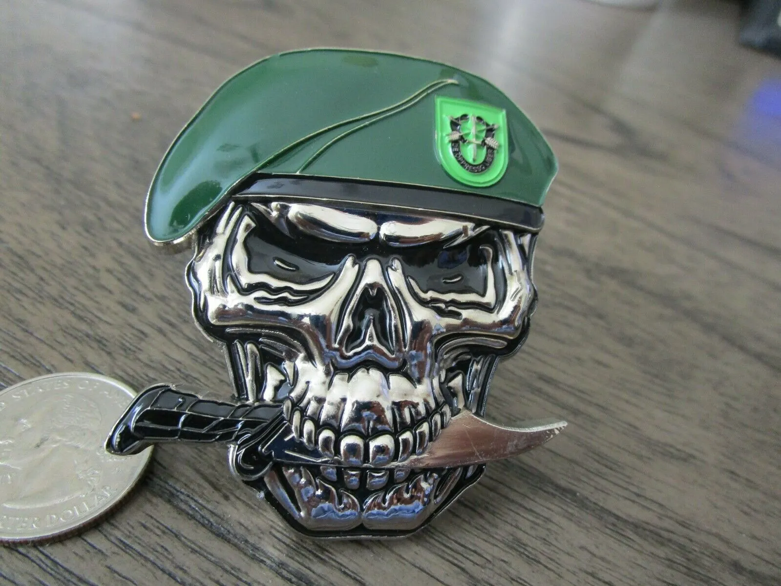 US Army 10th SFG(A) Special Forces Group Green Berets Creed Reapers Skull Challenge Coin