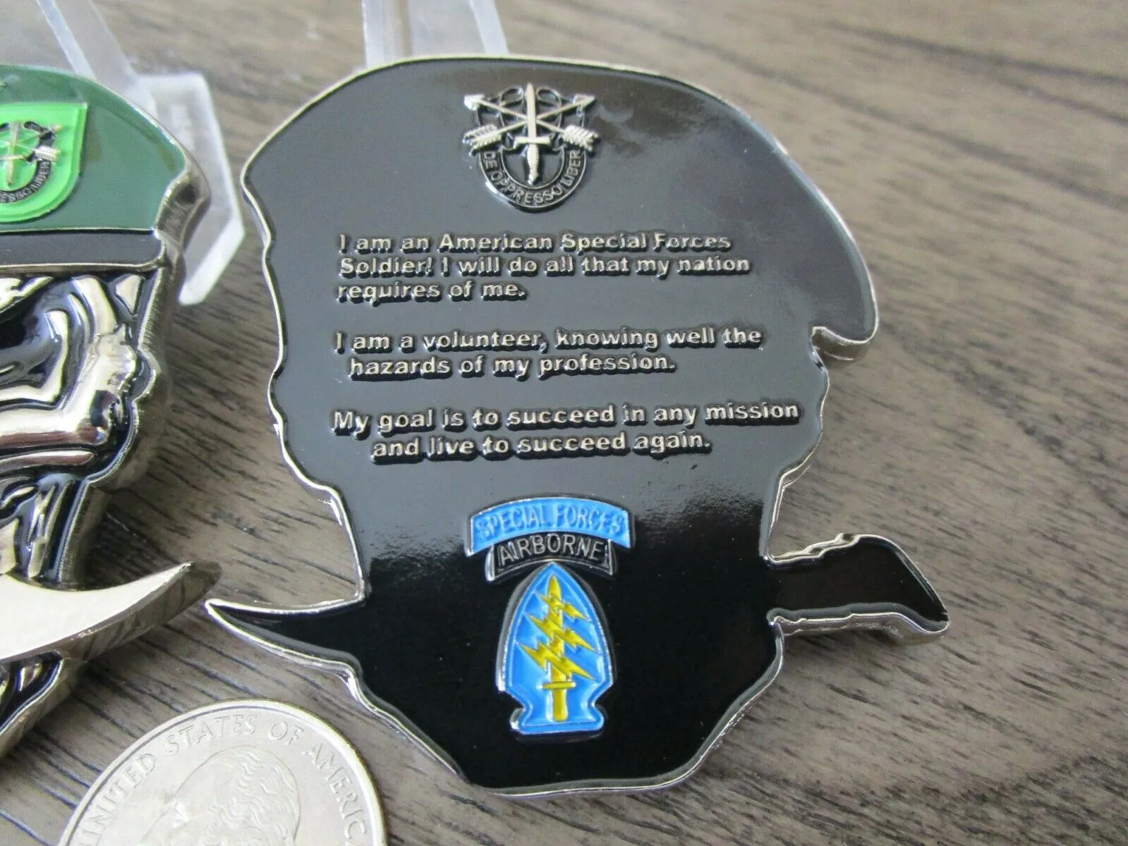 US Army 10th SFG(A) Special Forces Group Green Berets Creed Reapers Skull Challenge Coin