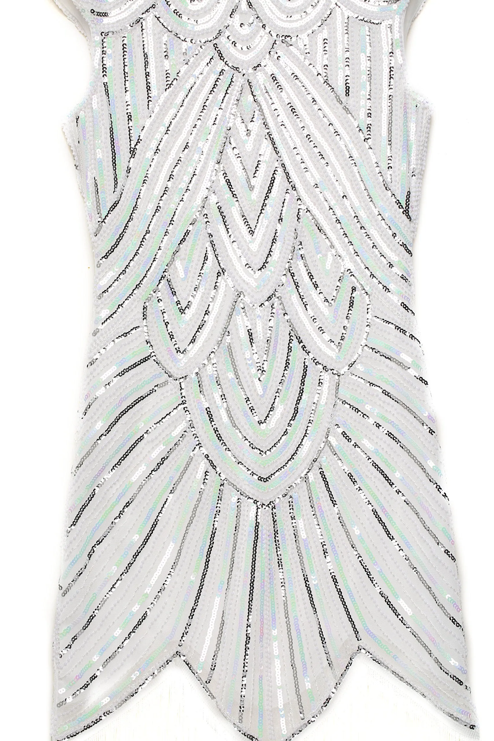 US STOCK Black and Blue Flapper Beaded Fringed Great Gatsby Dress