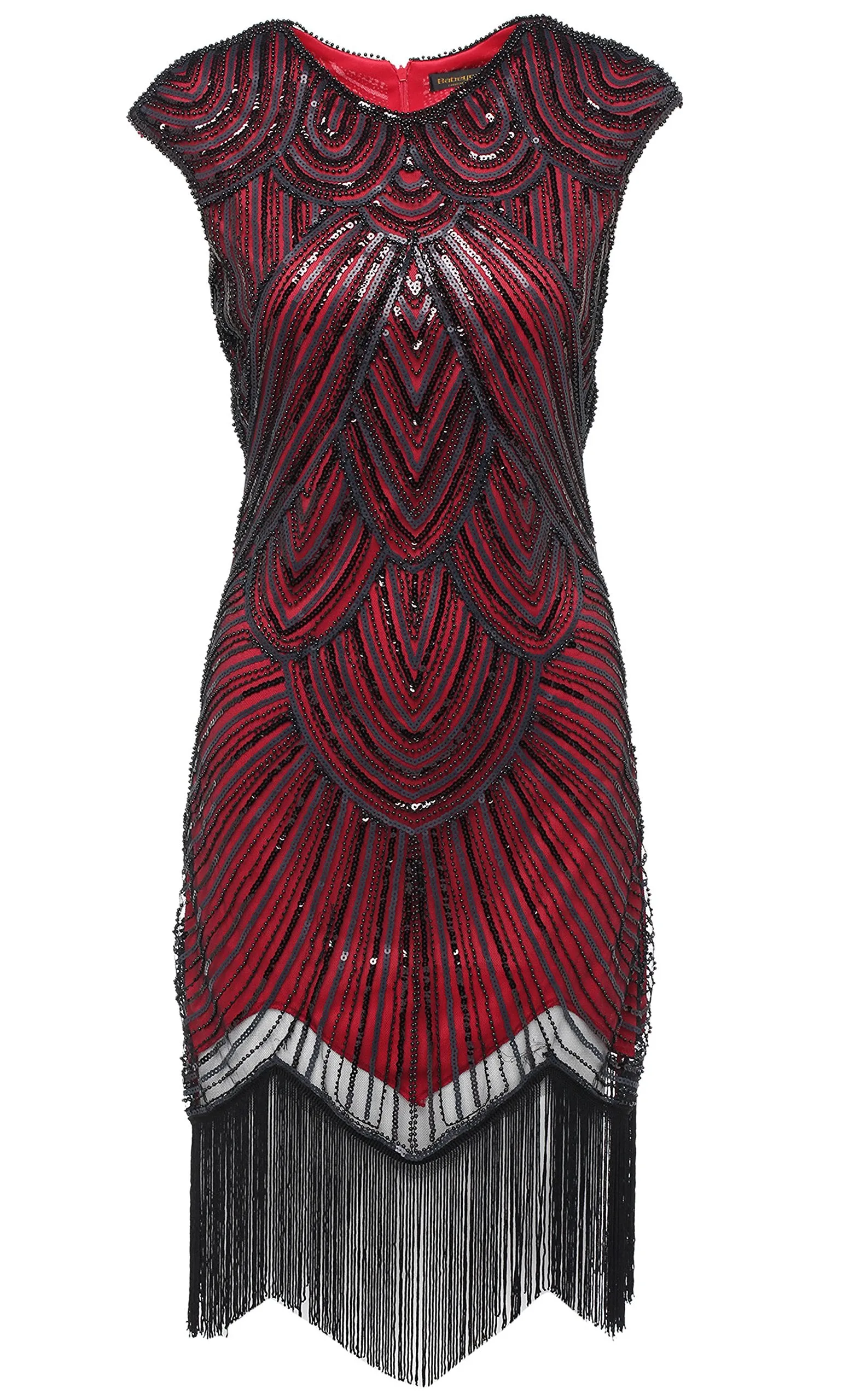 US STOCK Black and Blue Flapper Beaded Fringed Great Gatsby Dress