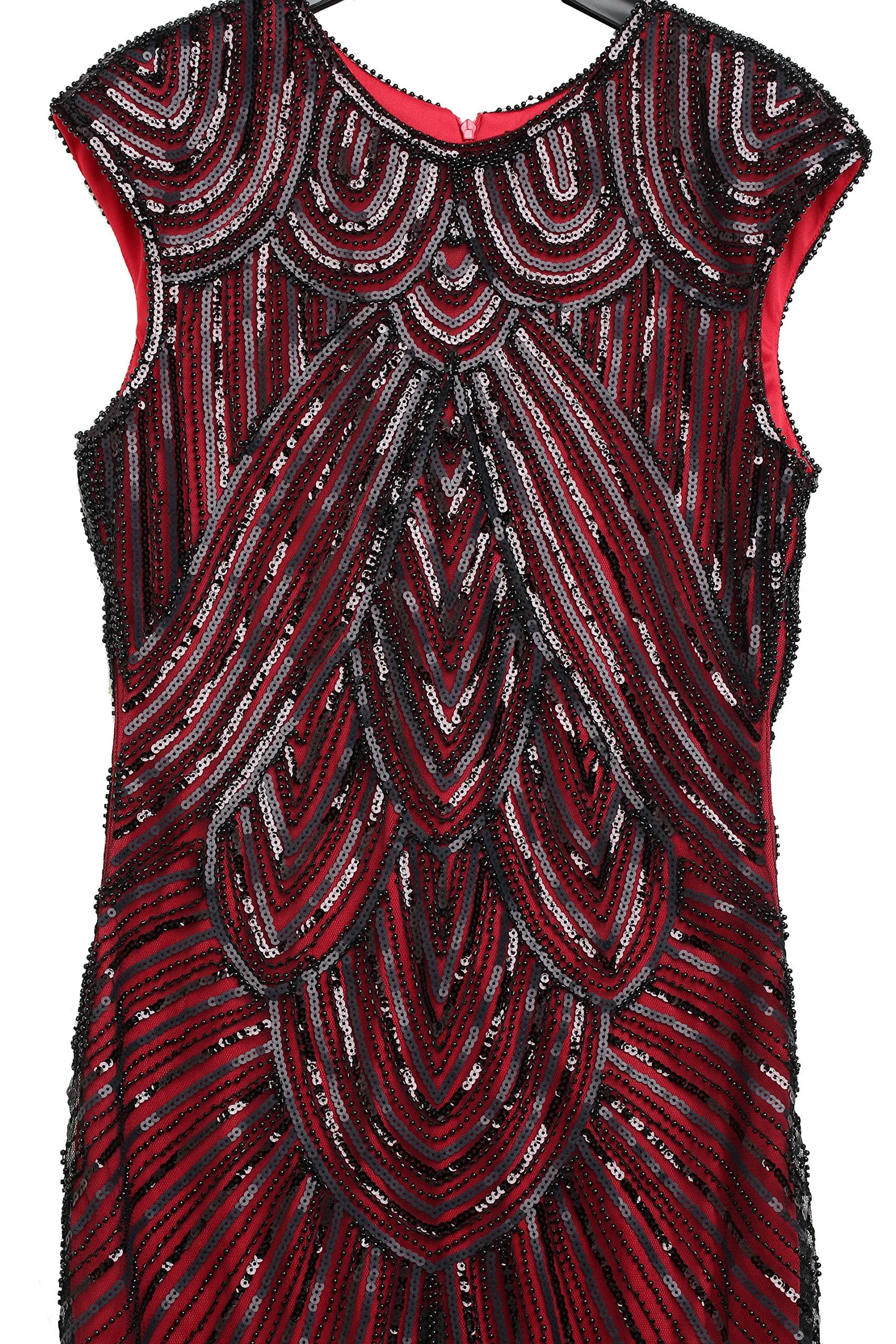 US STOCK Black and Blue Flapper Beaded Fringed Great Gatsby Dress