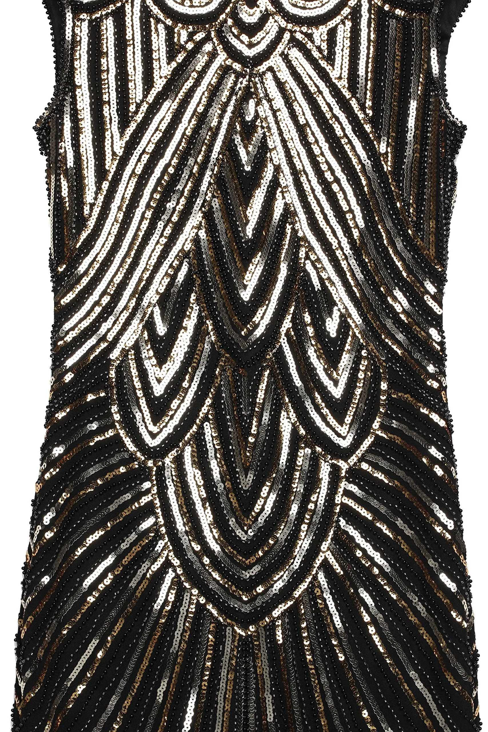 US STOCK Black and Blue Flapper Beaded Fringed Great Gatsby Dress