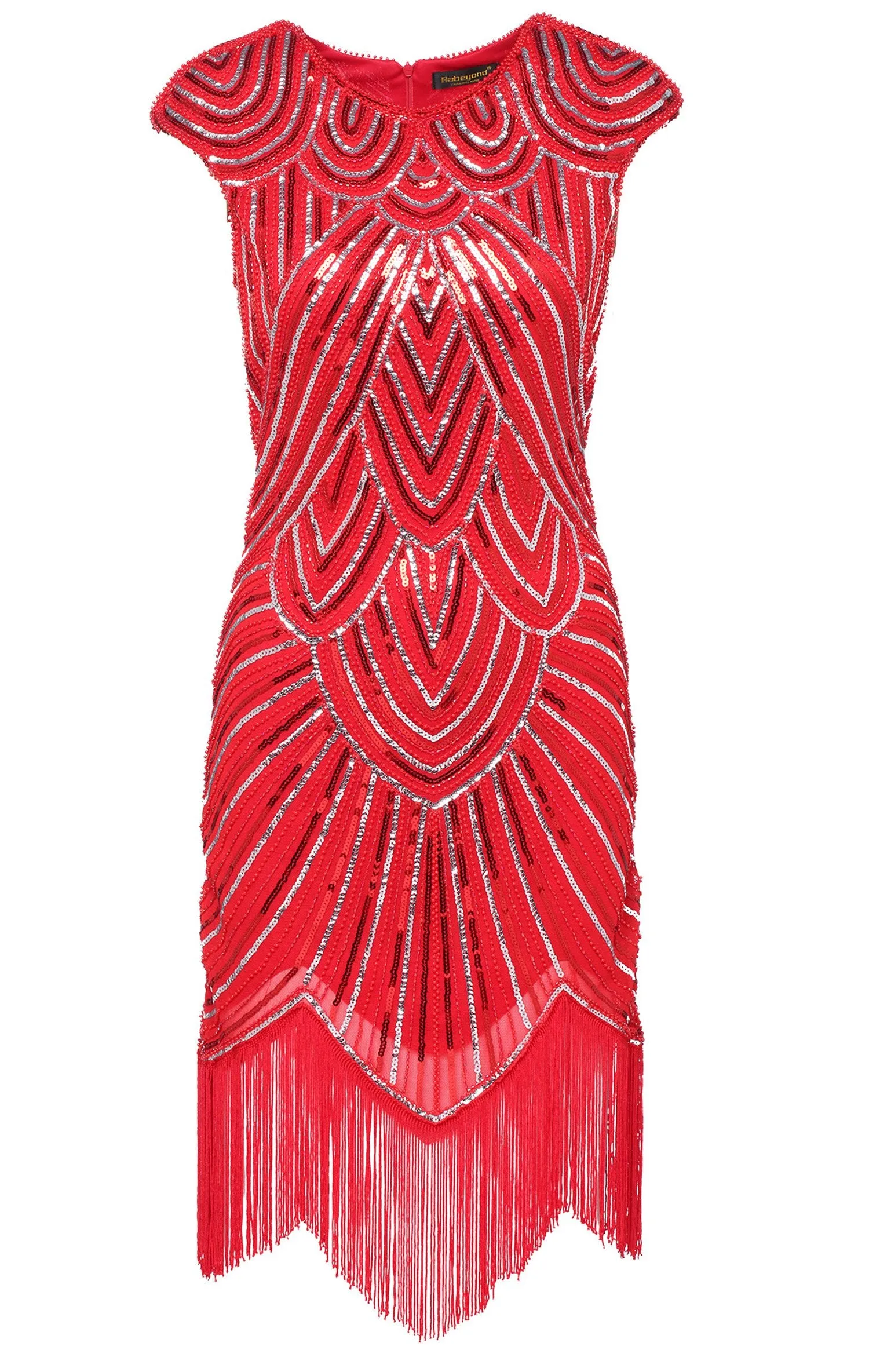 US STOCK White and Silver Flapper Beaded Fringed Great Gatsby Dress