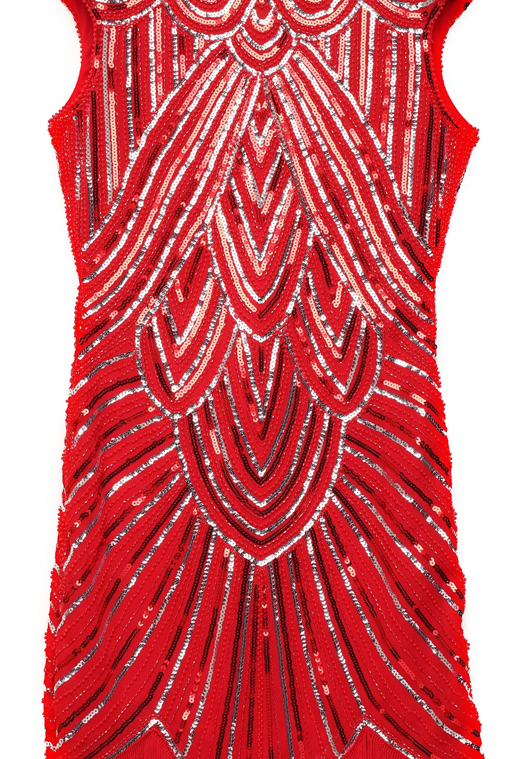 US STOCK White and Silver Flapper Beaded Fringed Great Gatsby Dress