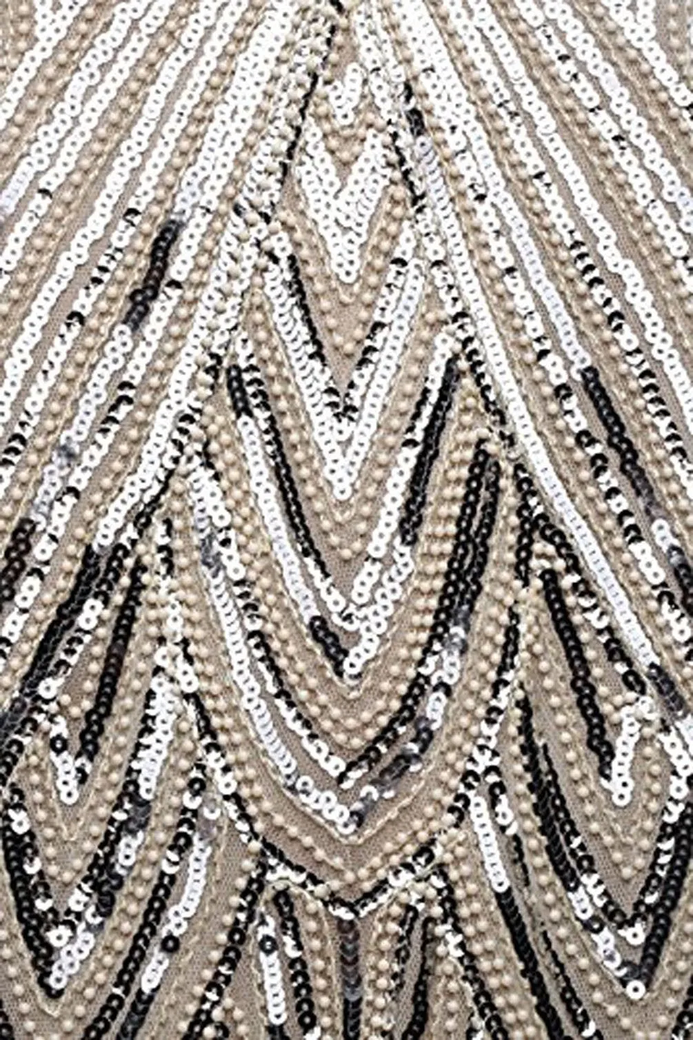 US STOCK White and Silver Flapper Beaded Fringed Great Gatsby Dress