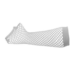 White fingerless fishnet gloves