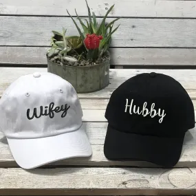 Wifey and Hubby Dad Hat Set